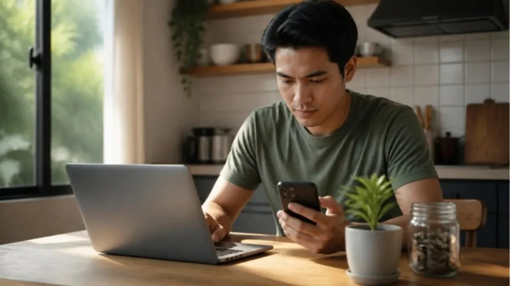 Beginner reviewing savings and investments on a laptop to build passive income ideas into real income