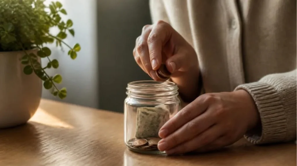 Saving small amounts in a jar, a simple way to save money on a low income