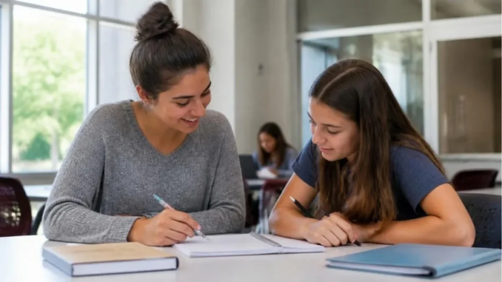 College student tutoring a classmate, one of the best side hustles for college students