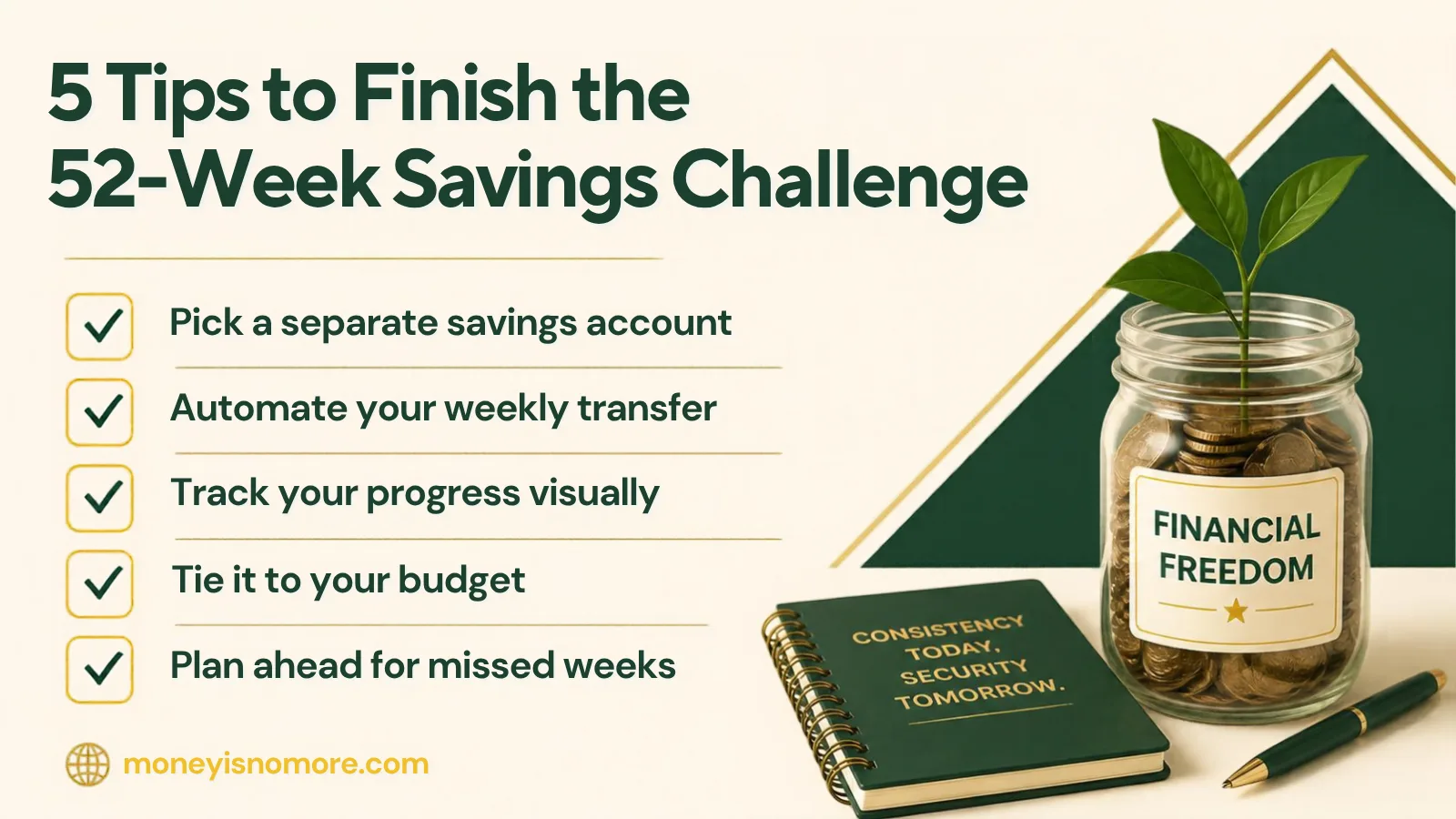 tips to finish the 52-week savings challenge